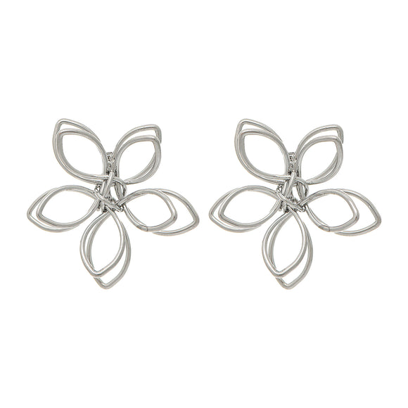 Rain Small 3D Silver Wire Flower Post Earrings - The Hawaii Store