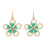 Rain Jewelry Delicate  Gold & Green Enamel Flower Earrings