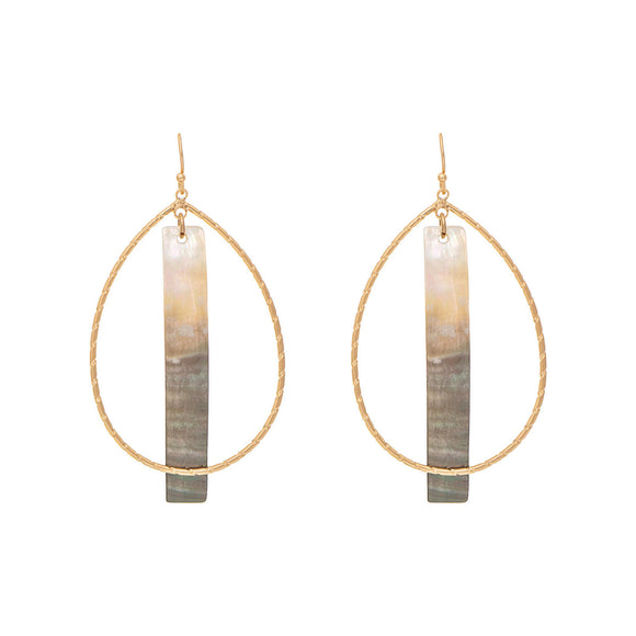 Rain Jewelry Gold-tone Teardrop Shell Bar Dangle Earrings