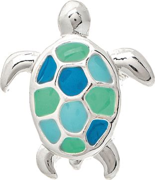 ER Slv Blu Mosaic Turtle Inlay