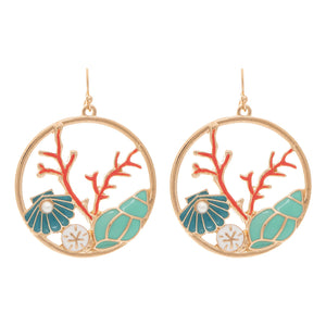 Rain Jewery Gold-tone Multi-metal Coral Reef Mosaic Earrings