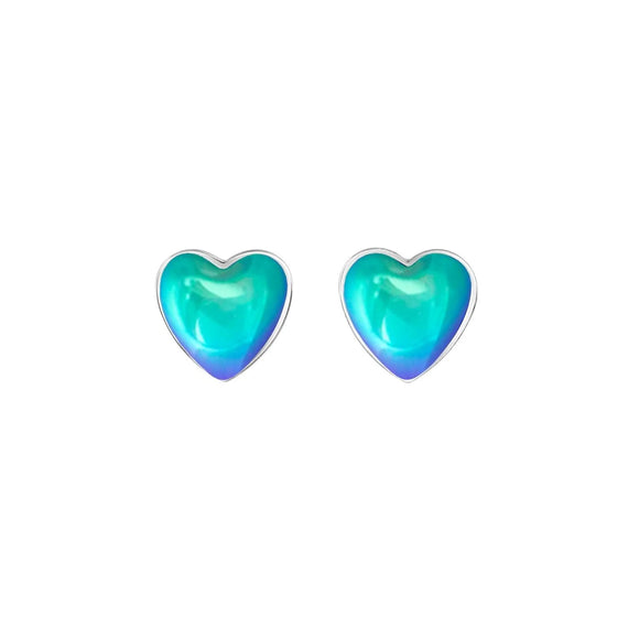 Leightworks Polished-Aqua Heart Stud Earrings