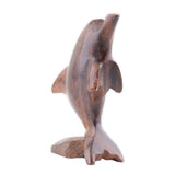 EarthView Mini Ironwood Wood Dolphin on Stand