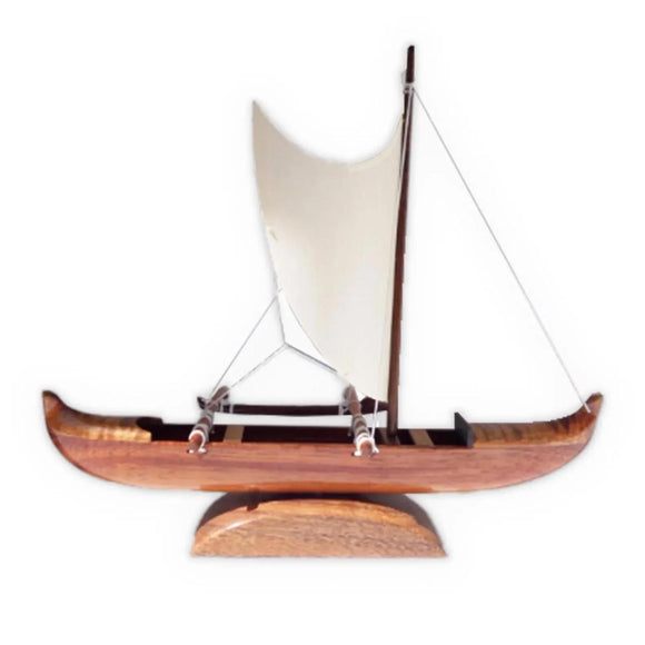 Hawaiian Fishing Sail Canoe Model - Koa Wood 9