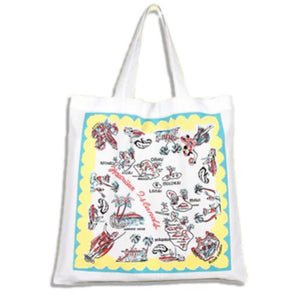 Red and White Kitchen "Aloha Hawaii Map" Cotton Tote Bag