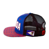 Flat Bill Samoa Ball Cap with Mesh Back- Royal and Red
