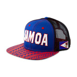 Flat Bill Samoa Ball Cap with Mesh Back- Royal and Red