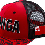 Close up Flat Bill "Tonga" Ball Cap- Red and Black