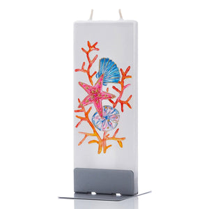 Flatyz Flat Hand-Painted "Coral,Star,Shells" Candle - The Hawaii Store