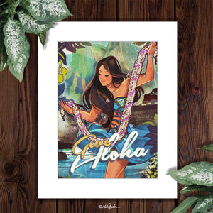 "Give Aloha" Matted Print by Kat Reeder- 11" x 14" 