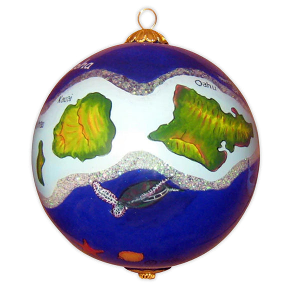 Hand-painted Hawaiian Islands Christmas Ornament