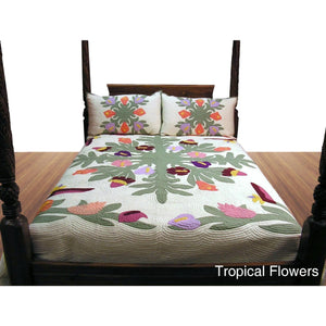 Custom Island-Inspired Quilt Full/ Double Bedspreads, 86"x101" - Polynesian Cultural Center