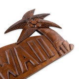 Hand-Carved Wooden Teak "Hawaii" Coconut Palm Sign - The Hawaii Store