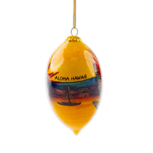 Hand-Painted Glass "Sunset Bird of Paradise" Christmas Ornament - The Hawaii Store