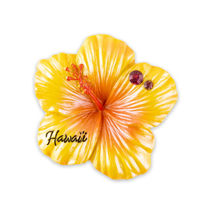 Hand-Painted Hibiscus Refrigerator Magnet- Yellow - The Hawaii Store