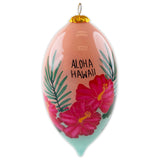  Hand-painted Glass Hibiscus Christmas Ornament 