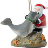 Hand-painted Resin Santa with Seal Christmas Ornament - The Hawaii Store