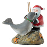 Hand-painted Resin Santa with Seal Christmas Ornament - The Hawaii Store
