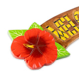 Handmade Wooden Hibiscus Welcome Sign - The Hawaii Store