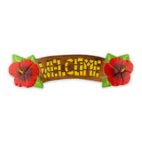 Handmade Wooden Hibiscus Welcome Sign - The Hawaii Store