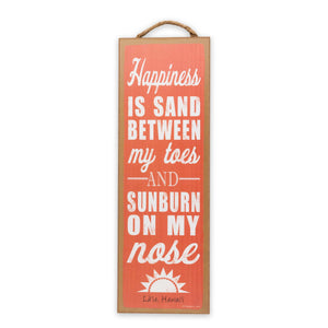 "Happiness is Sand" Engineered Wood Sign Decor