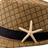 Fedora Style Short Brim Hat with Starfish Accent