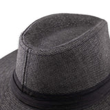  Woven Black Panama Hat with Black Crown Band