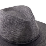  Woven Black Panama Hat with Black Crown Band