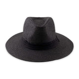  Woven Black Panama Hat with Black Crown Band