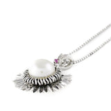 Hawaiian Lei White Galatea White Pearl Sterling Silver Pendant with 18-Inch Chain
