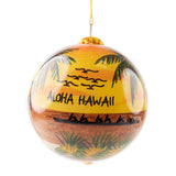 "Hawaiian Sunset Hula" Hand-painted Glass Christmas Ornament