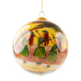 "Hawaiian Sunset Hula" Hand-painted Glass Christmas Ornament