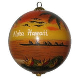 "Hawaiian Sunset Hula" Hand-painted Glass Christmas Ornament