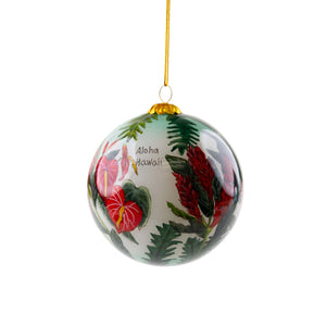Hawaiian “Floral Cornucopia Christmas" Glass Ornament - The Hawaii Store