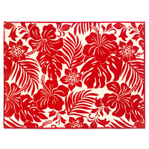 "Hibiscus Floral" Microfiber Drying Mat- Red - The Hawaii Store