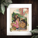 "Hibiscus Girls"  Matted Print by Kat Reeder- 11 Inch x 14 Inch