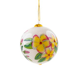 “Hibiscus and Plumeria” Hawaiian Hand-Painted Glass Christmas Ornament - The Hawaii Store
