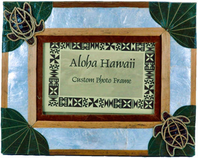 10 inch by 8 inch  Aloha Hawaii Honu Capiz Shell Picture Frame