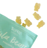 SoHa Sweets Pineapple Hula Bears Gummies- Open Package with Several Pieces Scattered About