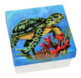 Kubla Crafts "Sea Turtle & Coral" Capiz Keepsake Box 