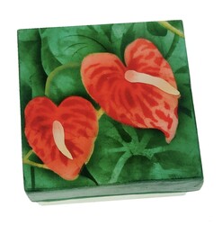 Kubla Crafts "Hibiscus" Capiz Keepsake Box- 3"x3"