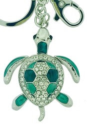 Kubla Crafts Crystal "Turquoise Sea Turtle" Key Chain