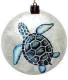 Kubla Crafts "Blue Sea Turtle" Capiz Holiday Ornament