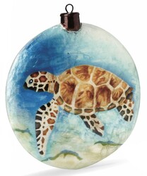 Kubla Crafts "Sea Turtle" Capiz Shell Holiday Ornament