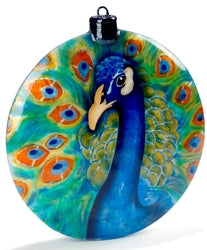 Kubla Crafts "Peacock" Capiz Holiday Ornament 