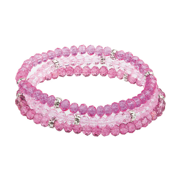 Pink Paradise Kids Mini Crystal 3 Stack Bracelet Set