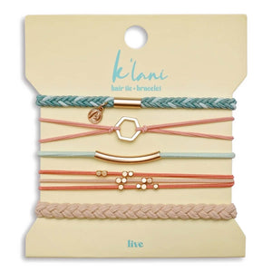 K'lani "Live" Wrist and Hair Tie Bracelet Set- 5 Pieces