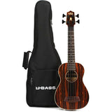 Kala Striped Ebony Fretted Acoustic-Electric U•BASS® Ukulele with Padded Gig Bag