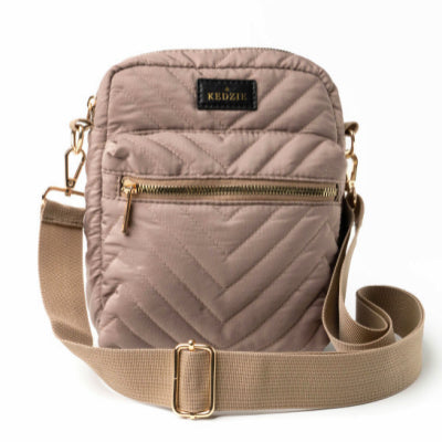 Kedzie Quilted Cloud 9 Crossbody Bag- Taupe