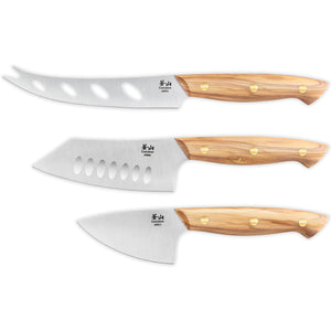 Cangshan Damascus Steel & Olive Wood Cheese Knife Set- 3 Piece